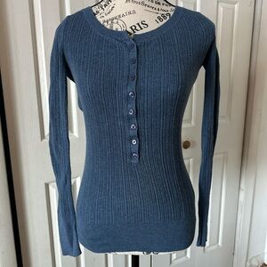 Aeropostale Blue Ribbed Knit Top